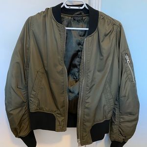 TOP SHOP OLIVE BOMBER JACKET